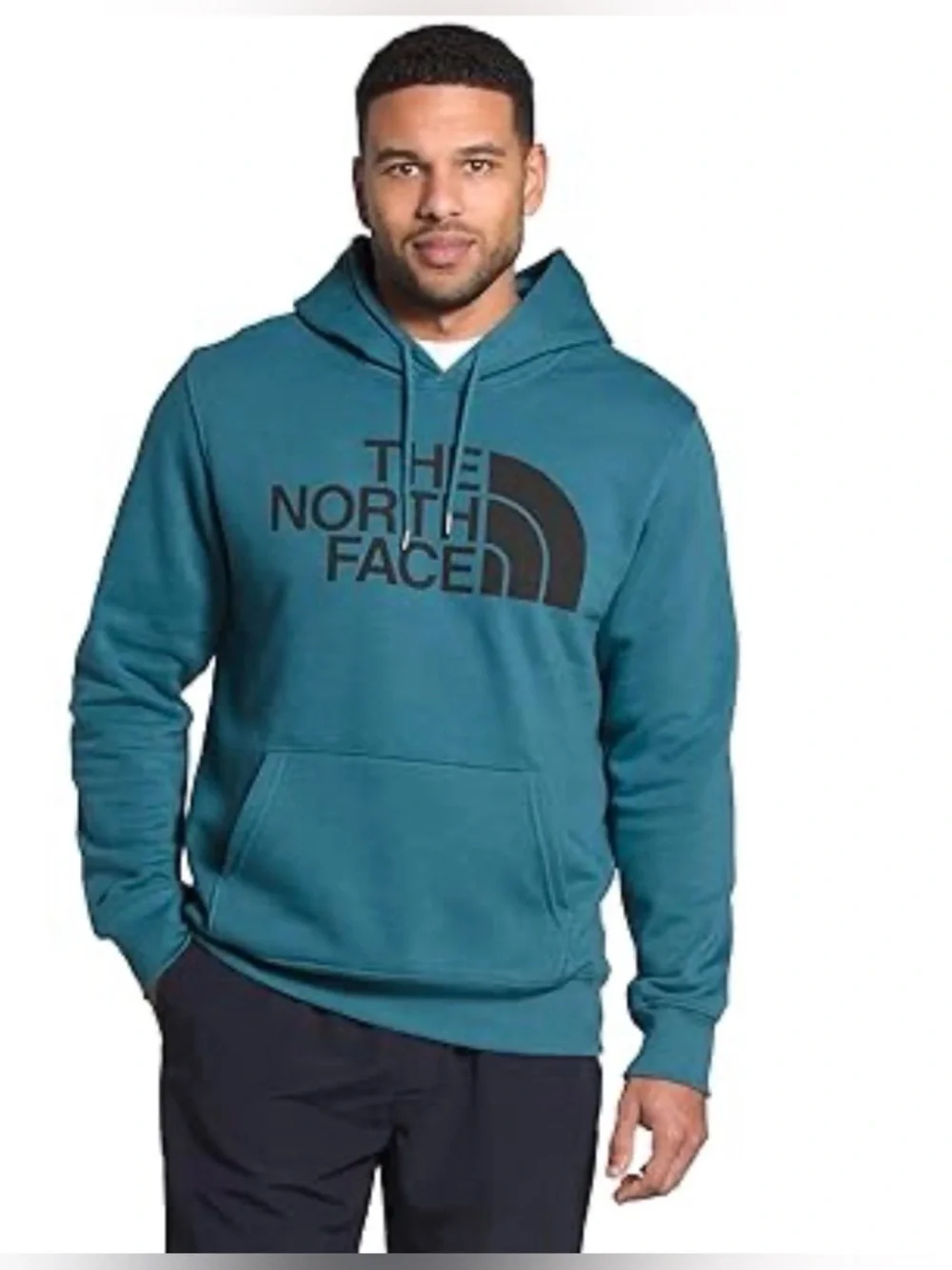 The North Face Hoodie Mens S Blue Teal Big Logo‎ Pullover Sweatshirt Streetwear